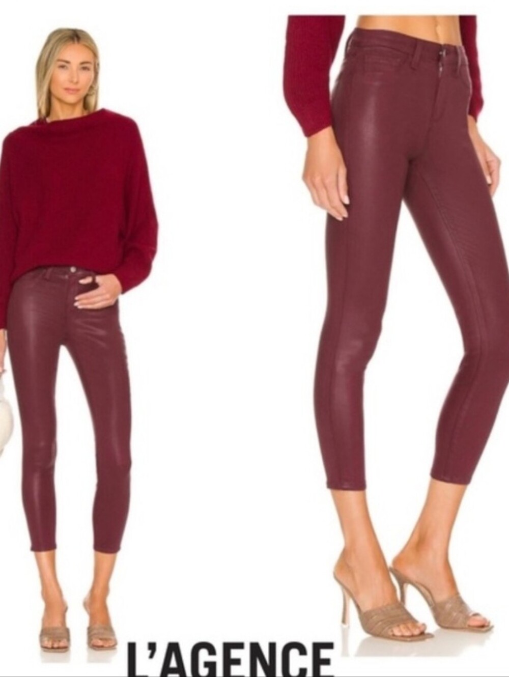 L'AGENCE Margot H/R Skinny In Dark Berry Coated